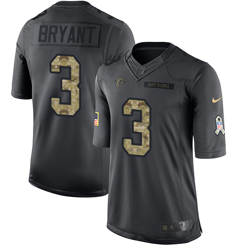 Nike Falcons #3 Matt Bryant Black Men's Stitched NFL Limited 2016 Salute To Service Jersey